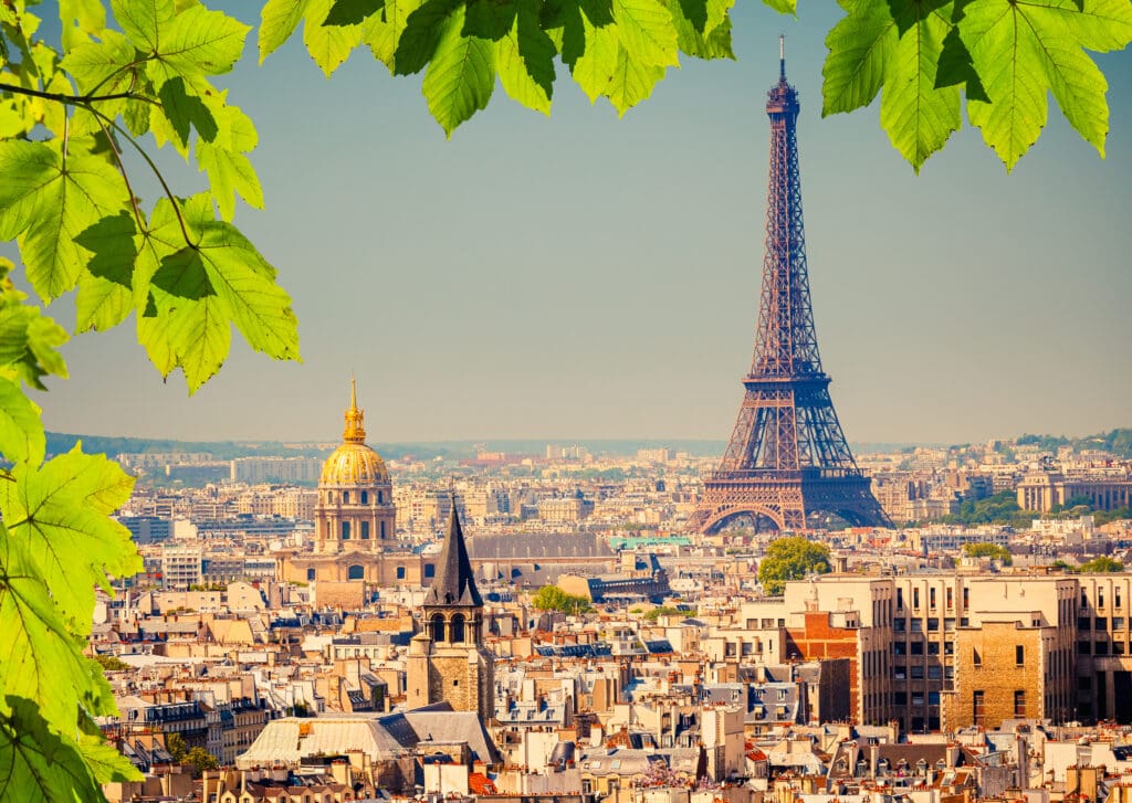 Paris city buildings and Eiffel tower
