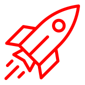 red cartoon rocket