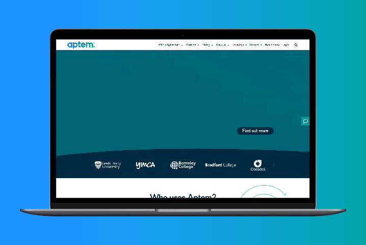 Aptem website on laptop screen