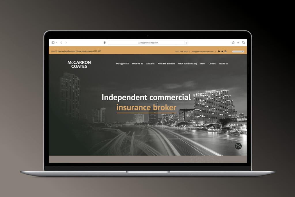 insurance website design on a laptop