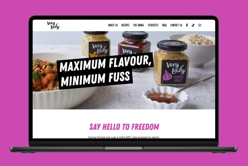Very Lazy website homepage on laptop